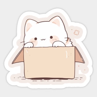 CAT PEEKING OUTSIDE FROM A BOX Sticker